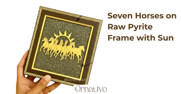 Seven Horses on Raw Pyrite Frame with Sun