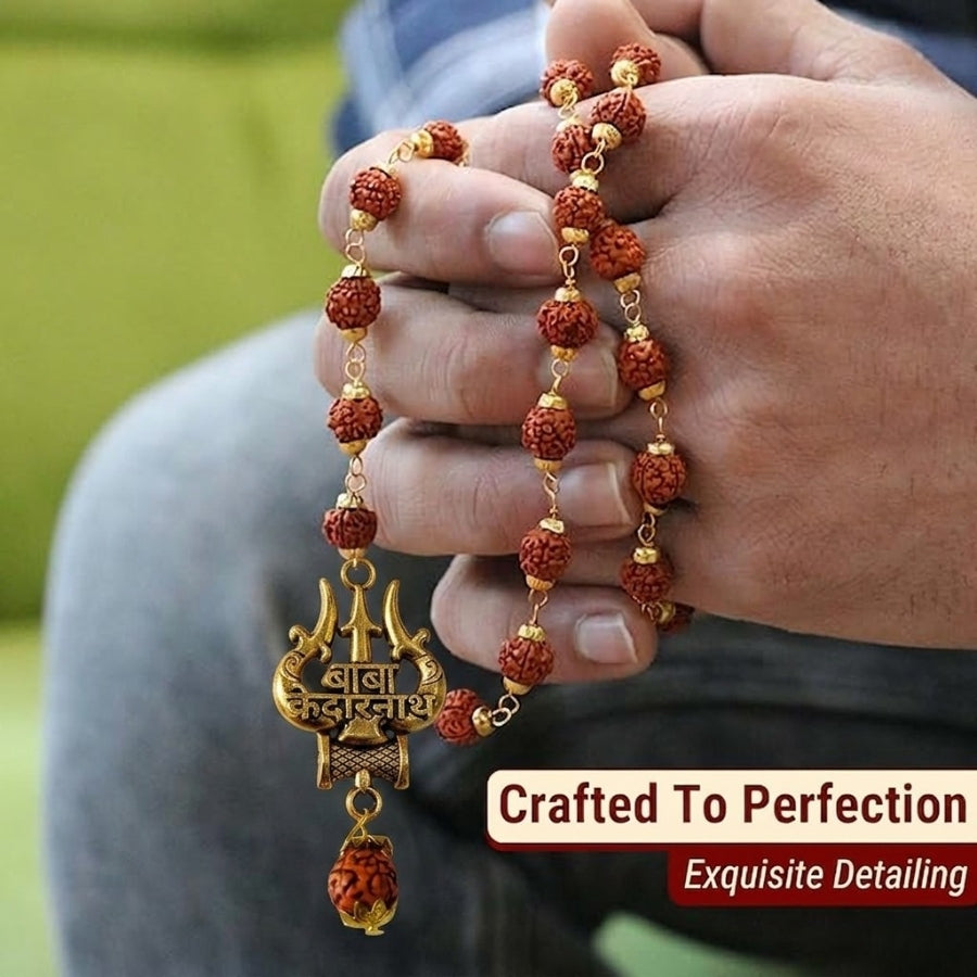 Premium quality gold plated Shiva protection charm with spiritual garland