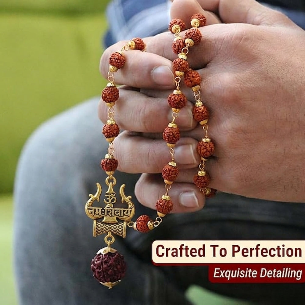 Traditional Indian Rudraksha 108 beads luxury mala with gold capping