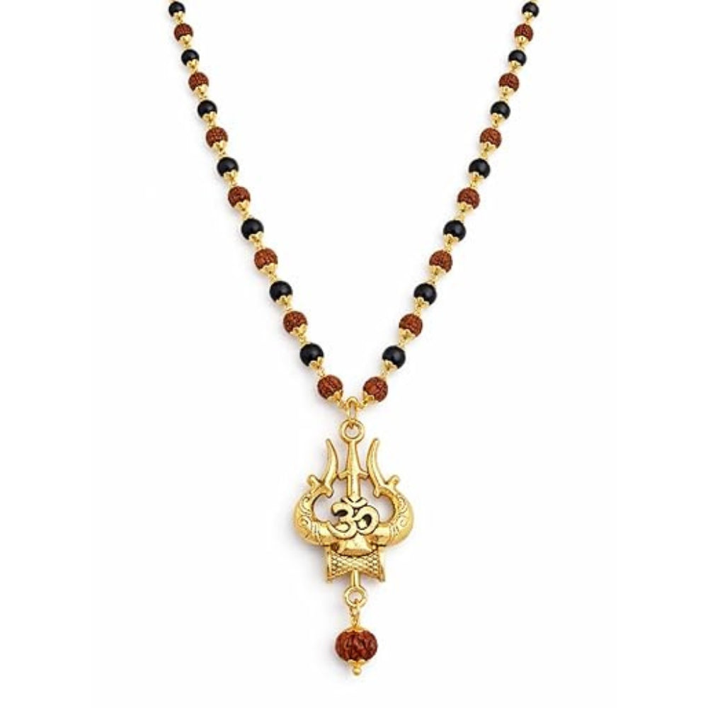 Shiva Trishul Damru locket on Karungali mala for career growth