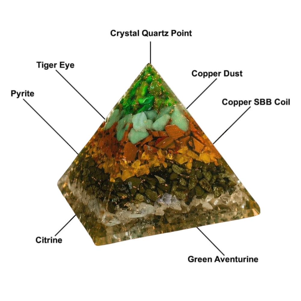 Money Magnet Pyramid | Raw Pyrite & Crystal Wealth Attractor for Vastu