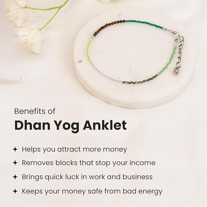 Adjustable crystal anklet for wealth manifestation and protection