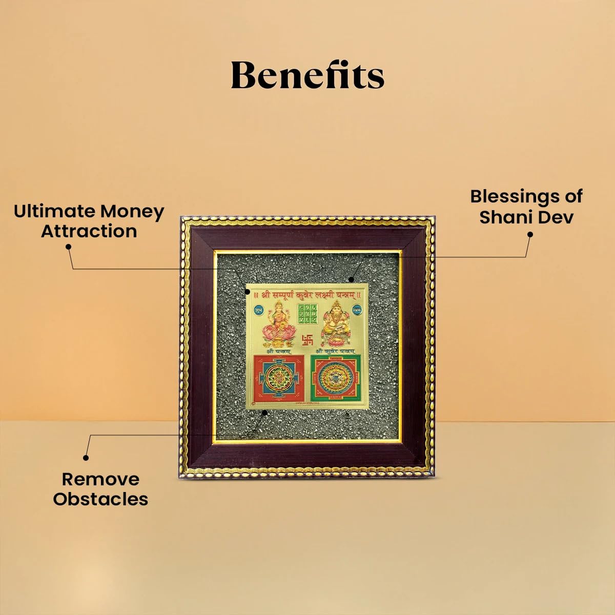 Unique spiritual gift Lakshmi Kuber Yantra on natural fool's gold