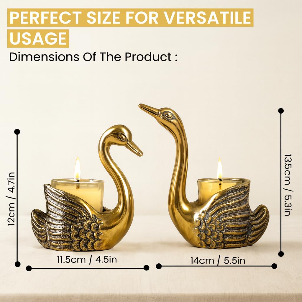 Pair of Swan Candle Holder | Wedding House Warming Gift | Good Luck Love Gift