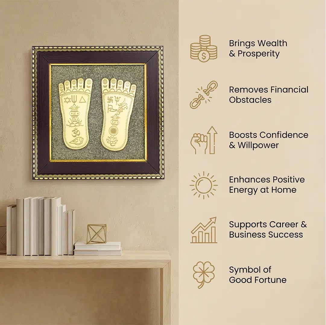 Close-up of Lakshmi Paduka symbols on sparkling pyrite