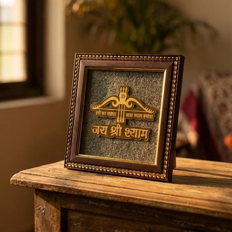 Raw pyrite stone with Khatu Shyam Ji figure for office desk