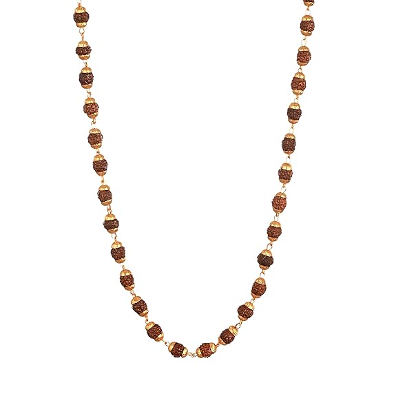 Luxury divine wear golden capped rudraksha mala for puja