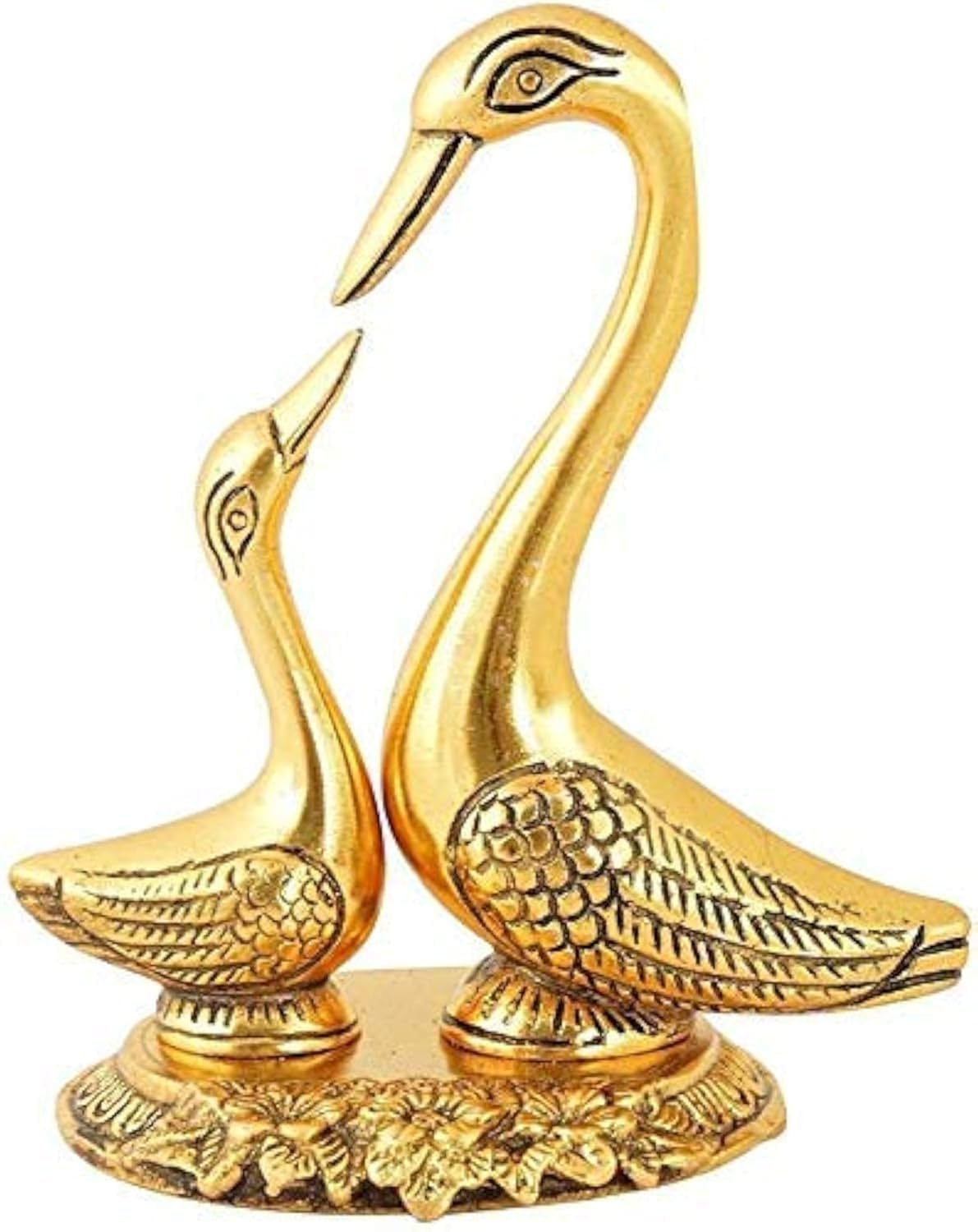 Pair of Kissing Duck Decorative Metal Swan Set Statue for Home Office Desk