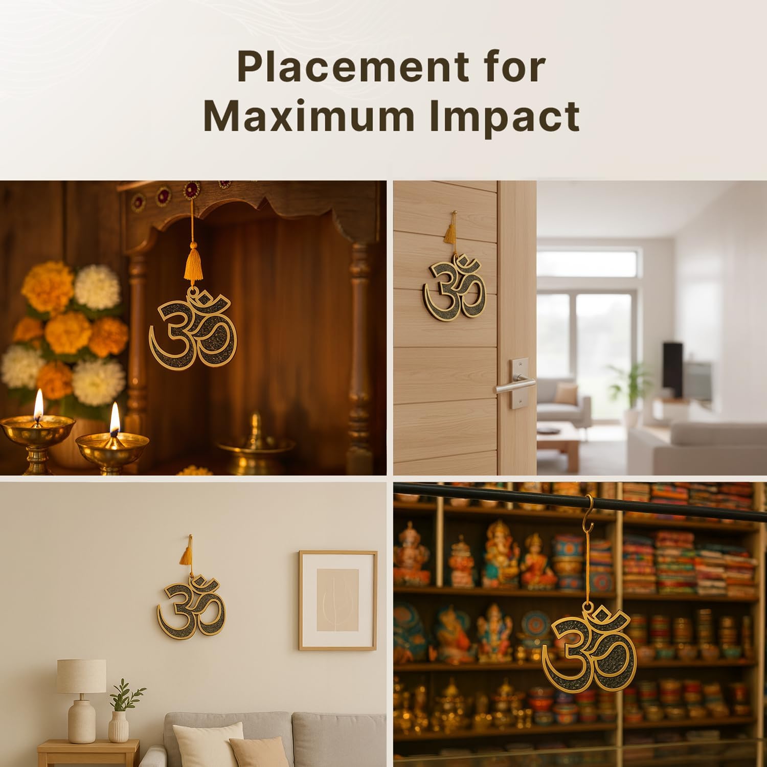 Luxury spiritual wall decor featuring Om in pyrite stone