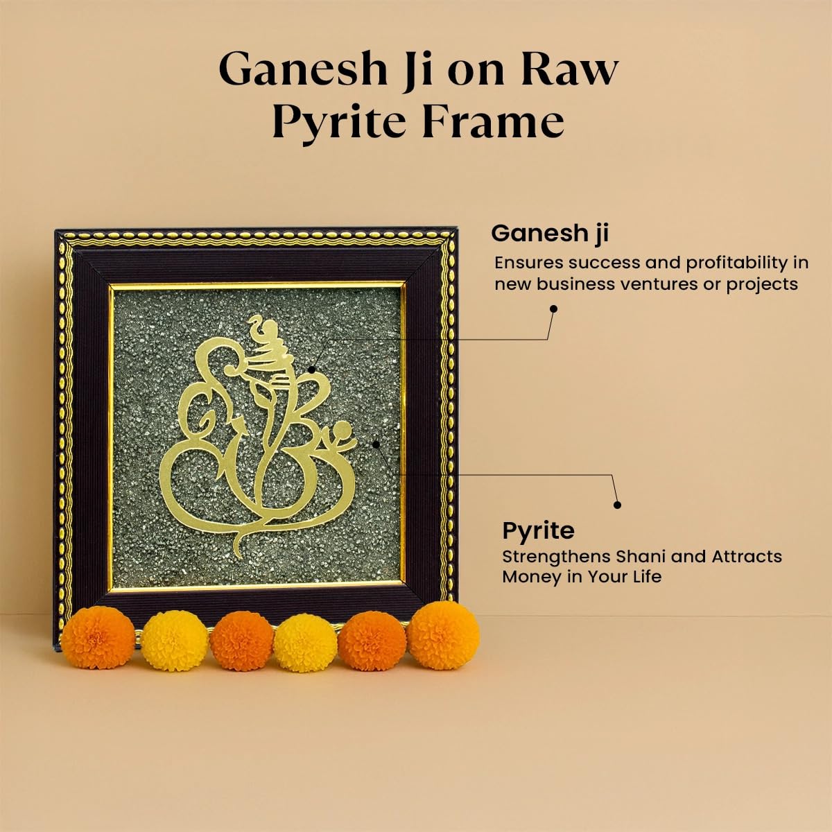 Ganesha pyrite frame for professional success and prosperity