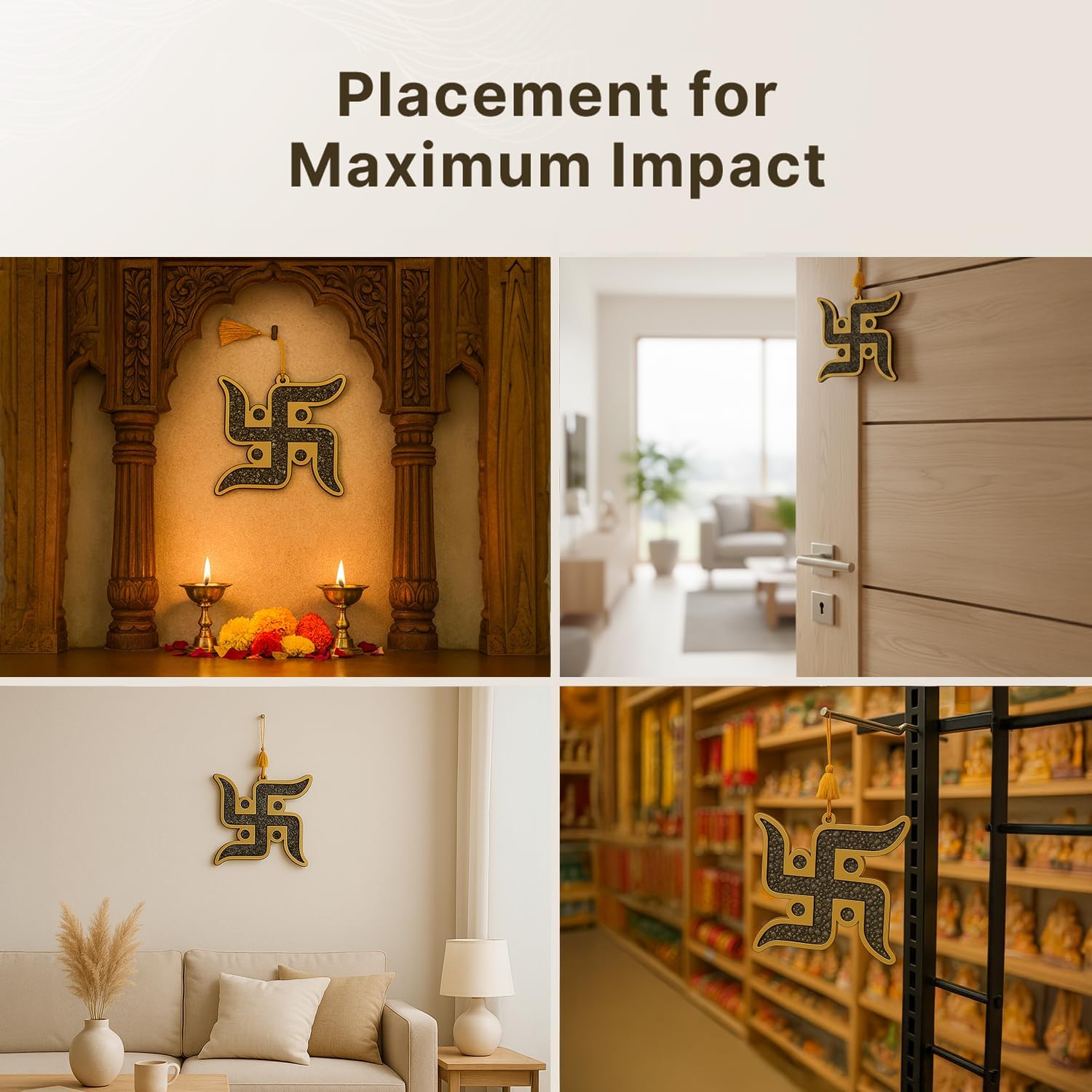 Luxury spiritual wall hanging pyrite Swastik for office prosperity