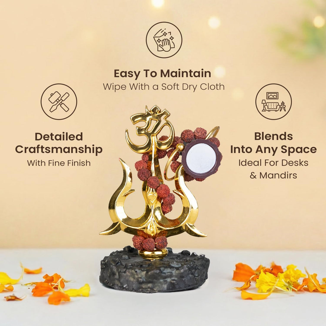 Intricately detailed resin Mahadev Trishul murti for home temple