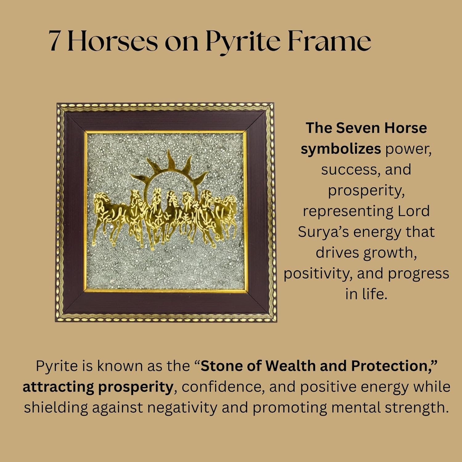 Authentic Golden Pyrite crystal frame for prosperity and fame