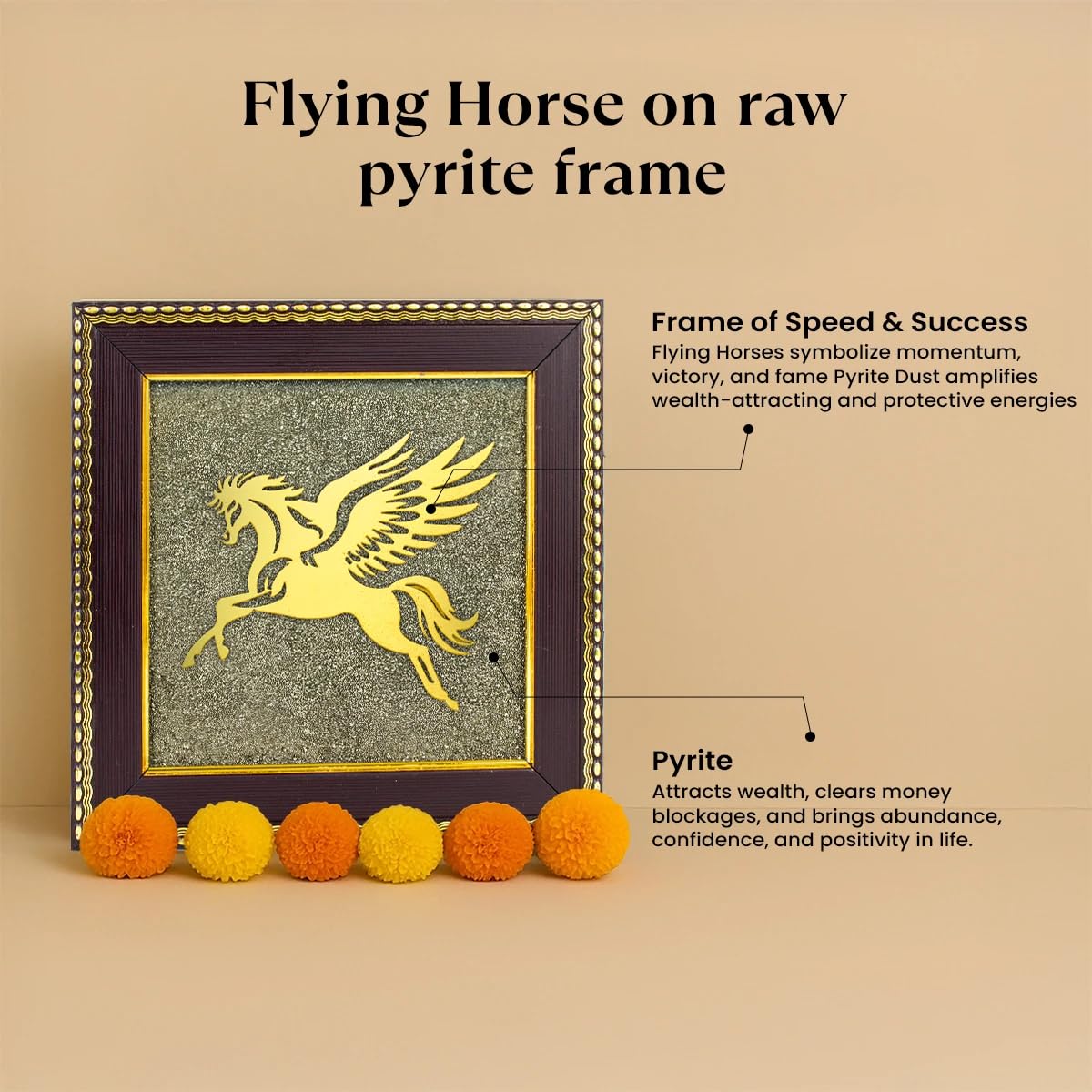 Natural pyrite gemstone with divine flying horse for business