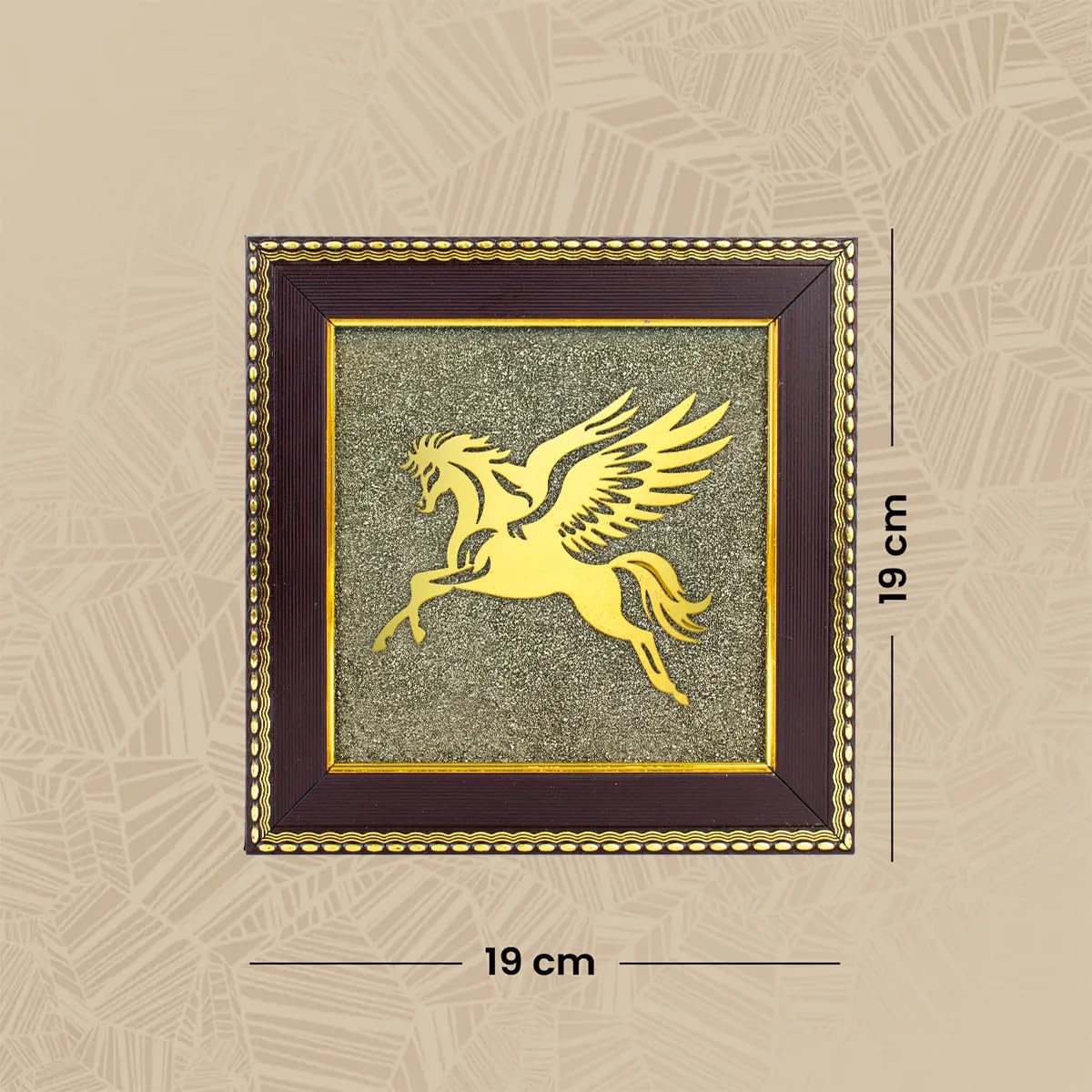 Close-up of golden horse figure on sparkling metallic pyrite