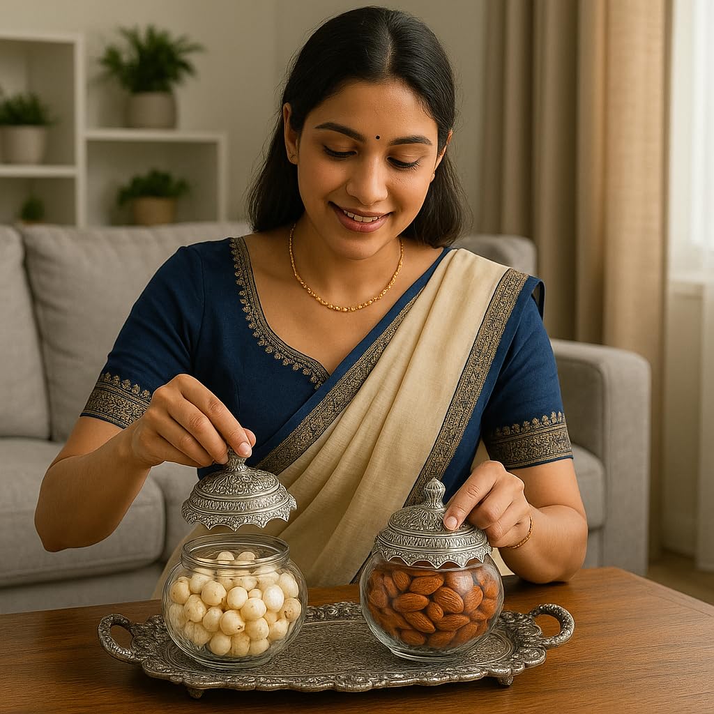 Juego de cuencos de vidrio de herencia para frutos secos y dulces, para decoración de mesa en el hogar y la oficina.