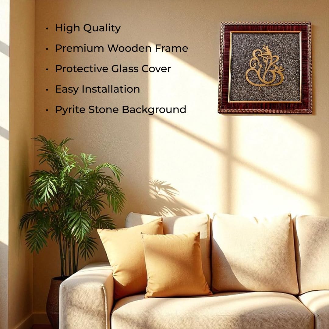 Natural pyrite gemstone with divine Ganesha for business growth