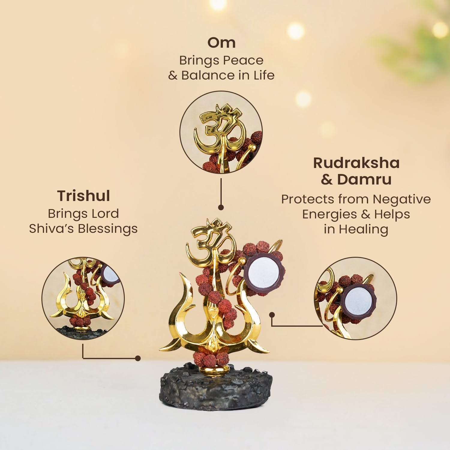 Lord Shiva Trishul and Damru statue in high-quality resin