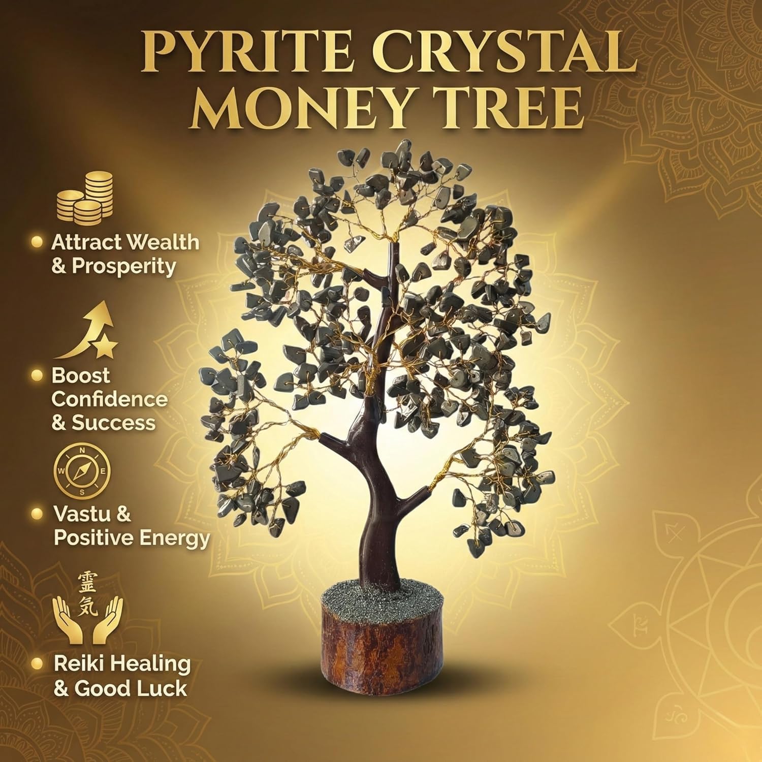 money tree poster Natural Pyrite Money Tree for Wealth & Good Luck