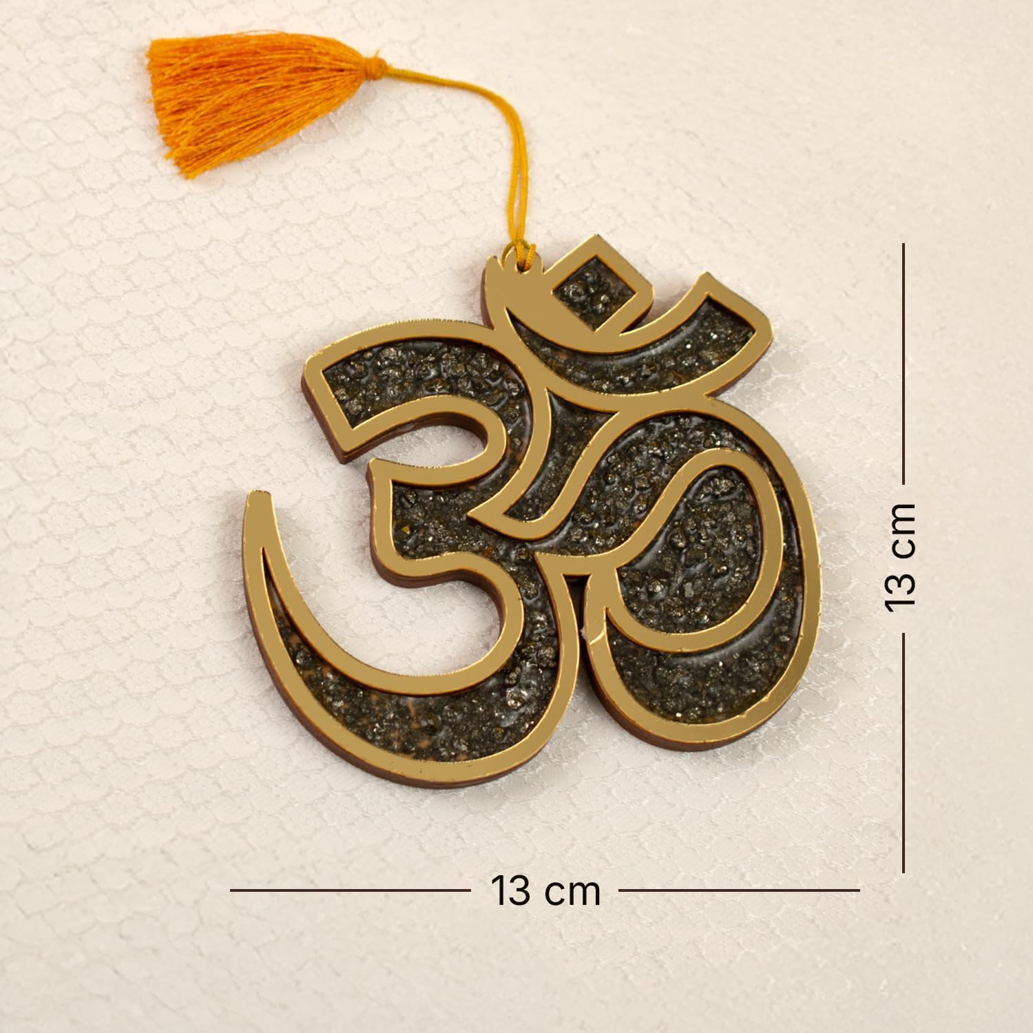 Spiritual gift silver pyrite Om wall art for housewarming