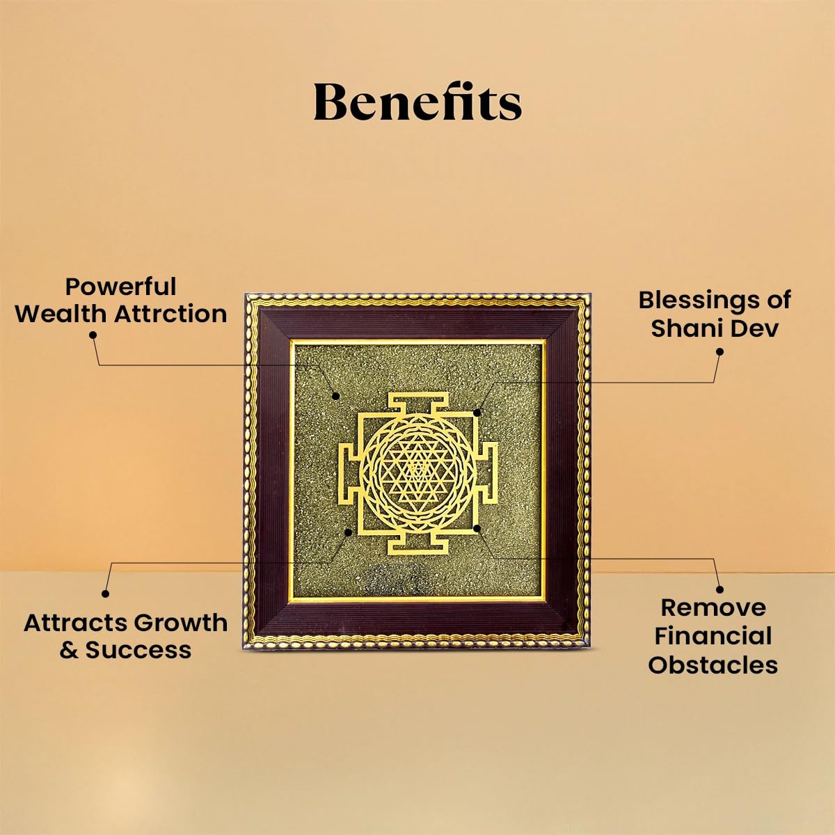 Spiritual healing tool Shree Yantra on natural fool's gold