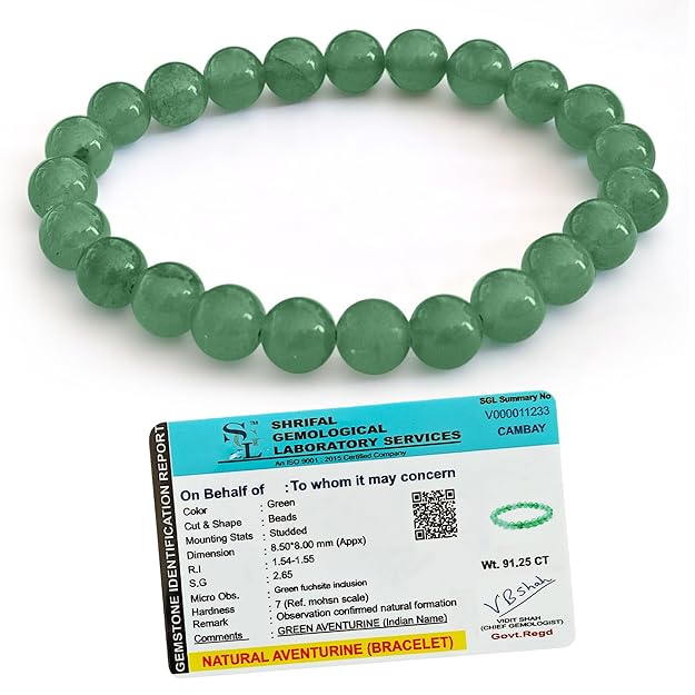 Green Aventurine Bracelet Certified - Unisex