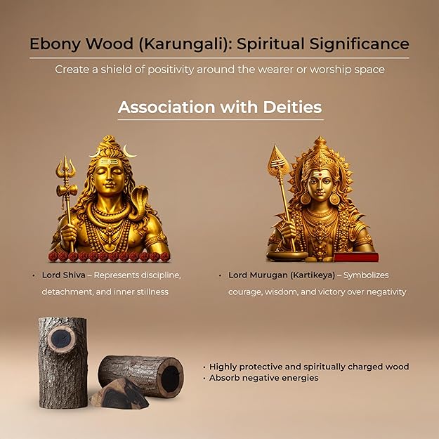 Natural black Karungali beads for wealth and protection