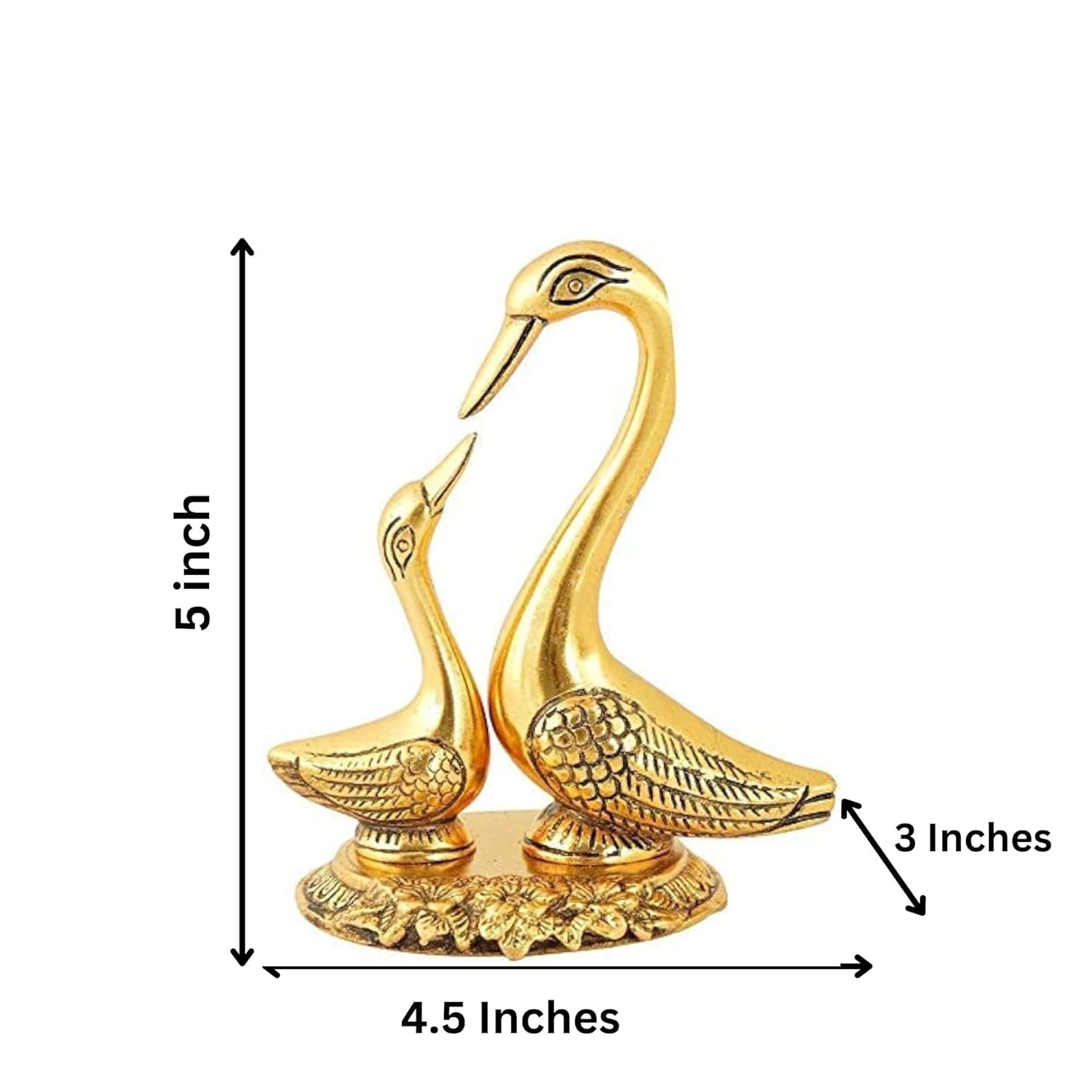 Pair of Kissing Duck Decorative Metal Swan Set Statue for Home Office Desk