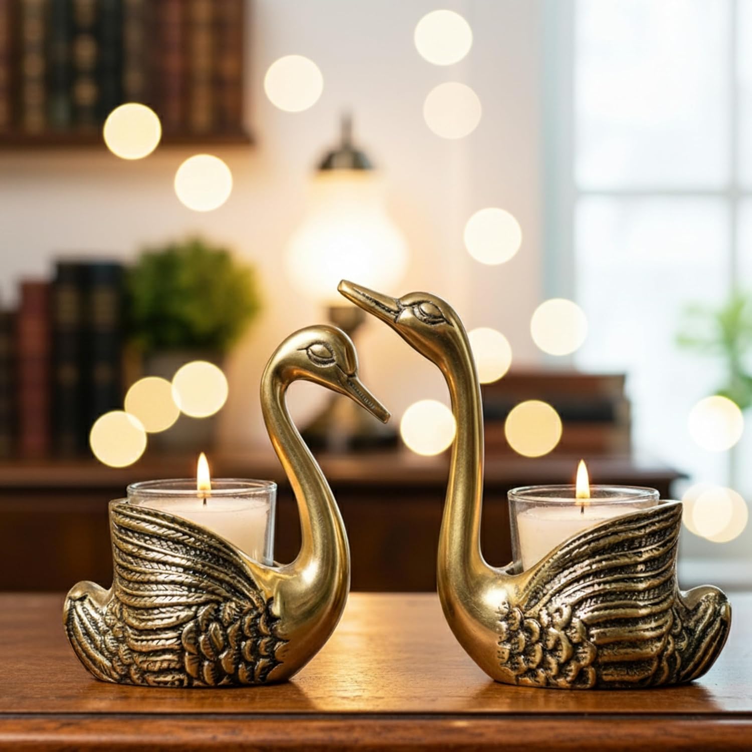 Pair of Swan Candle Holder | Wedding House Warming Gift | Good Luck Love Gift
