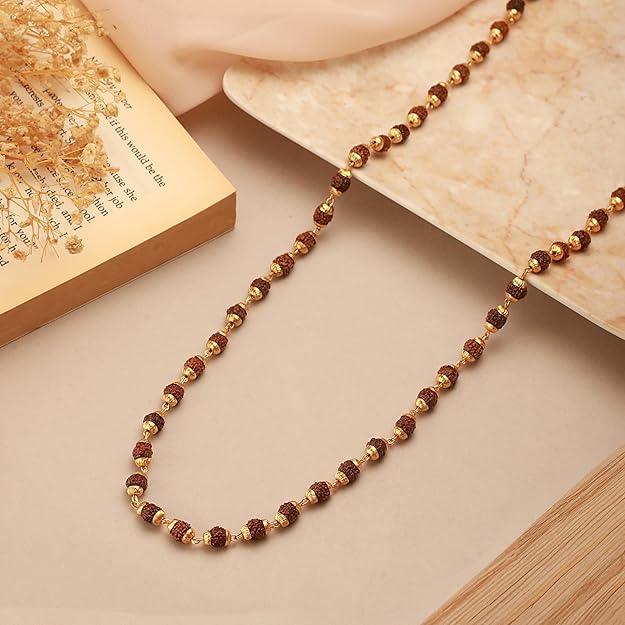 Original golden capped rudraksha mala