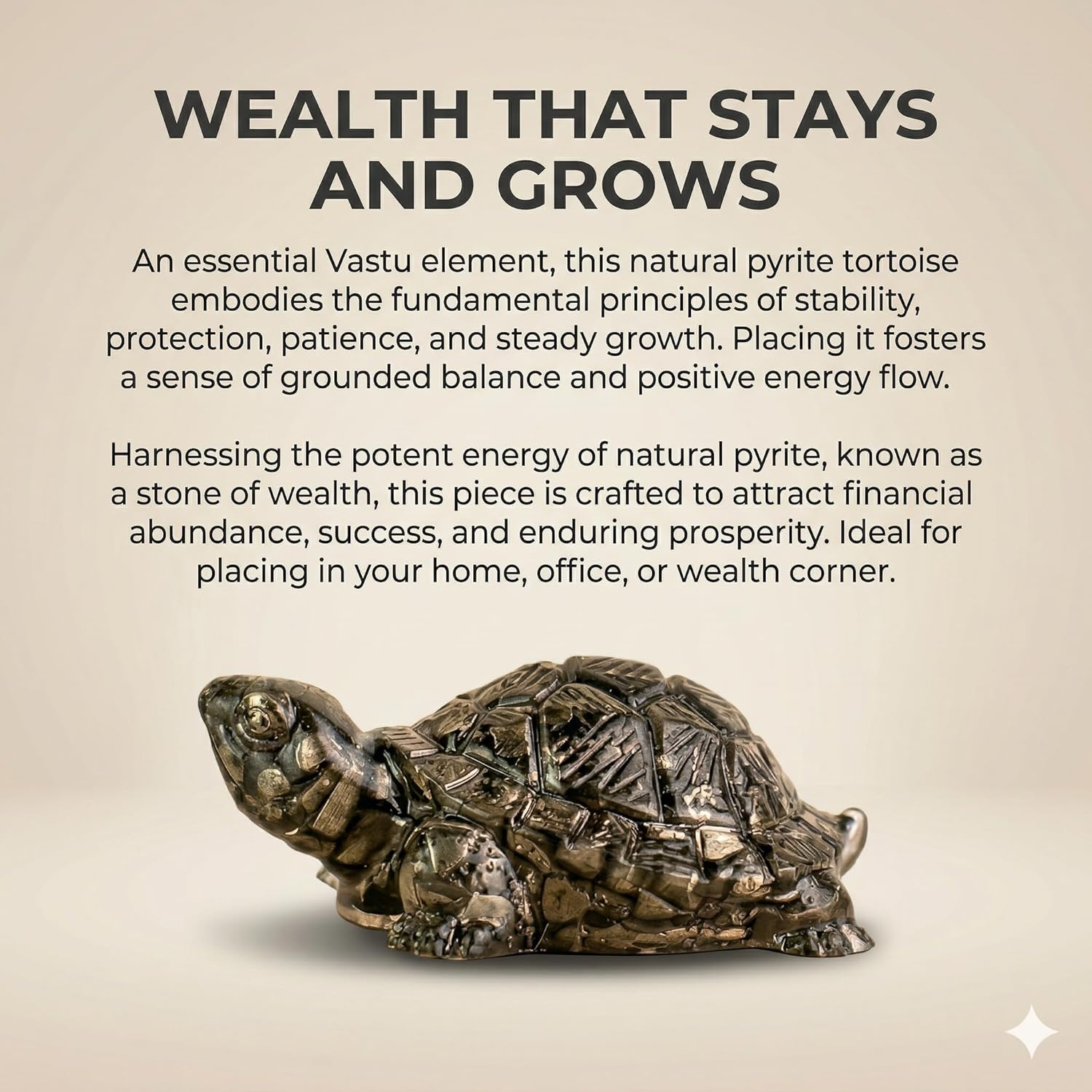 Healing crystal pyrite tortoise to remove financial blocks.
