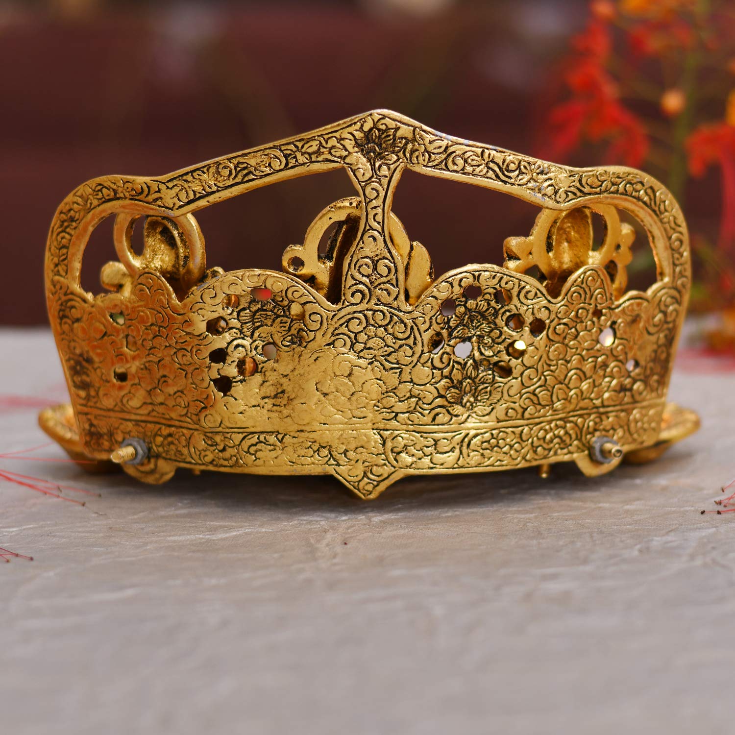 Lámpara de aceite Diya con ídolo de Laxmi Ganesh Saraswati - Diya tradicional para Diwali