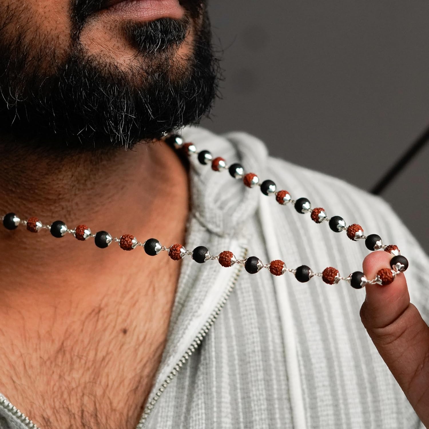 Silver Plated Rudraksha Karungali mala