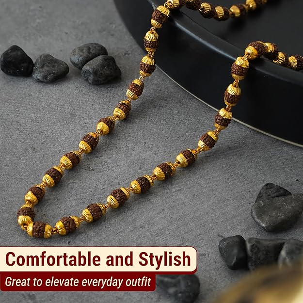 Authentic shiva mala with gold capped rudraksha for stress relief