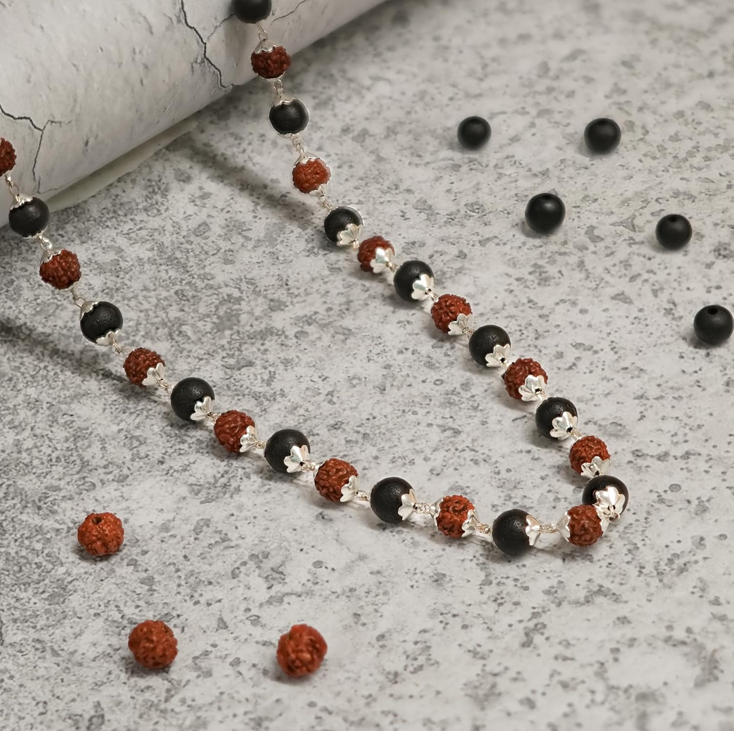 Silver Plated Rudraksha Karungali mala