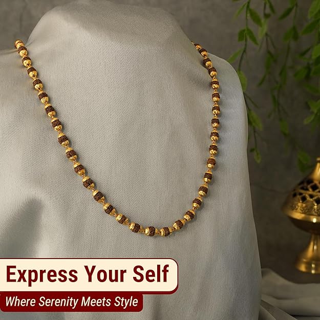 Handcrafted golden capped rudraksha jewelry for daily wear