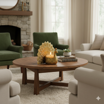 Dancing Peacock Figurine for Good Luck and Love with Candles