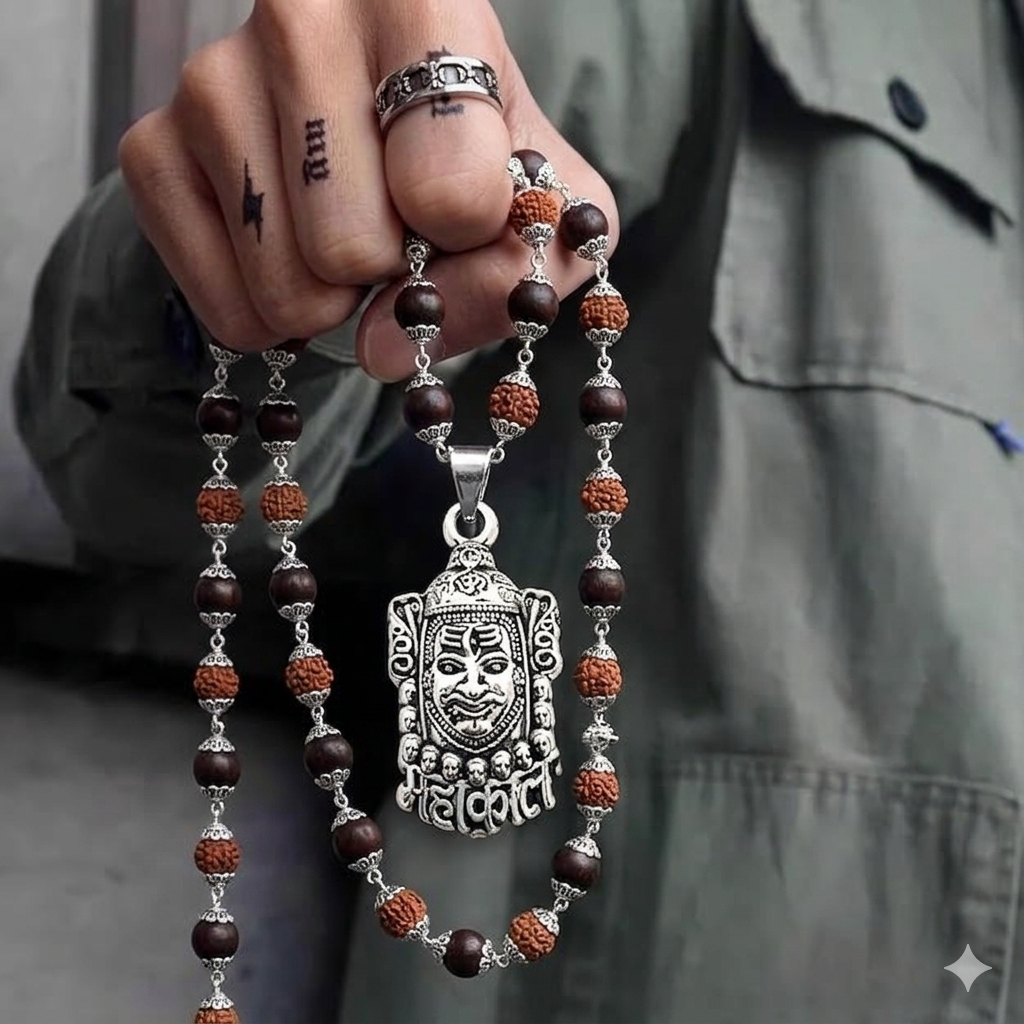 Lord Shiva silver necklace Mahakal for men's luxury fashion