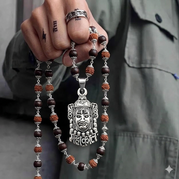 Lord Shiva silver necklace Mahakal for men's luxury fashion