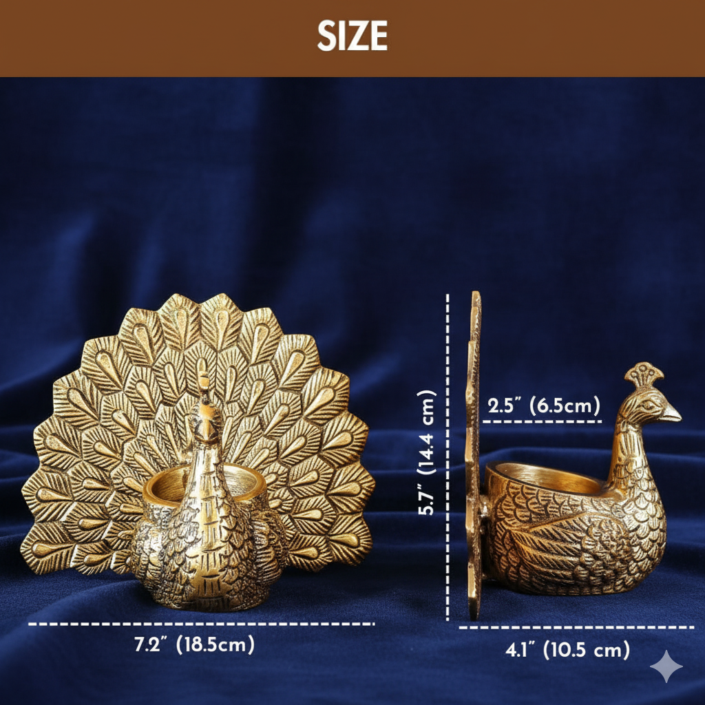 Dancing Peacock Figurine for Good Luck and Love with Candles