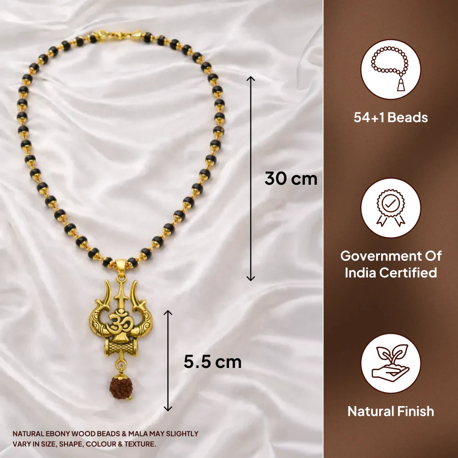 Original gold capped Karungali mala for success and wealth