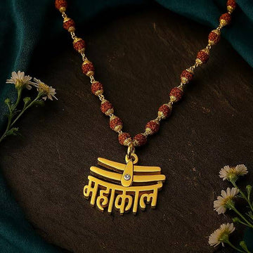Rudraksha mala with Lord Shankar Shiv Mahakal Trikund pendant for men