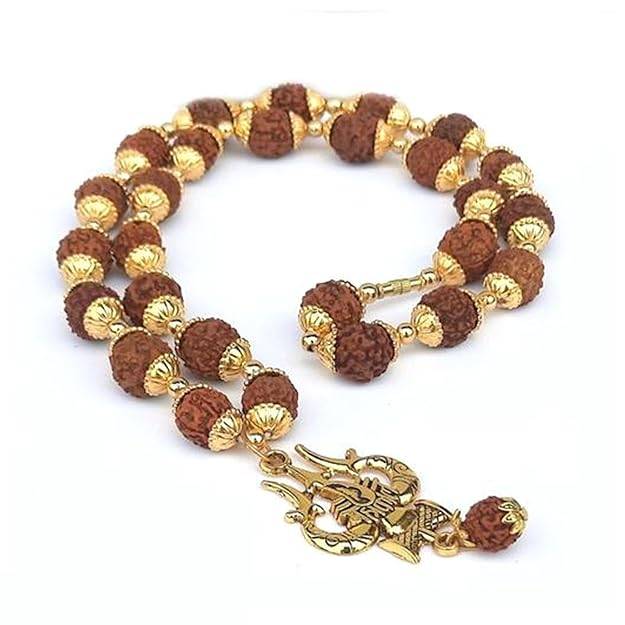 Authentic 5 Mukhi Rudraksha mala with Shiva trident locket