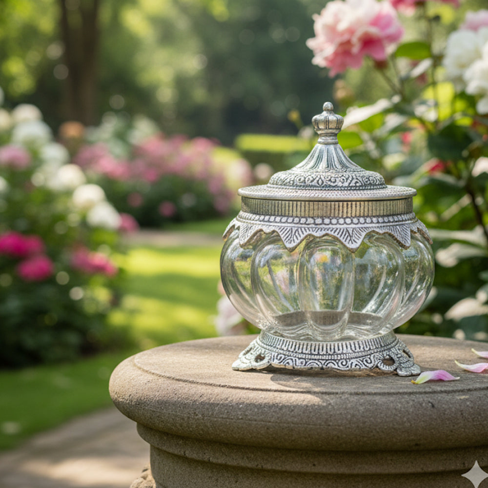 Heritage Glass Bowl Set For Dry Fruit And Candy For Home & Office Table Decoration