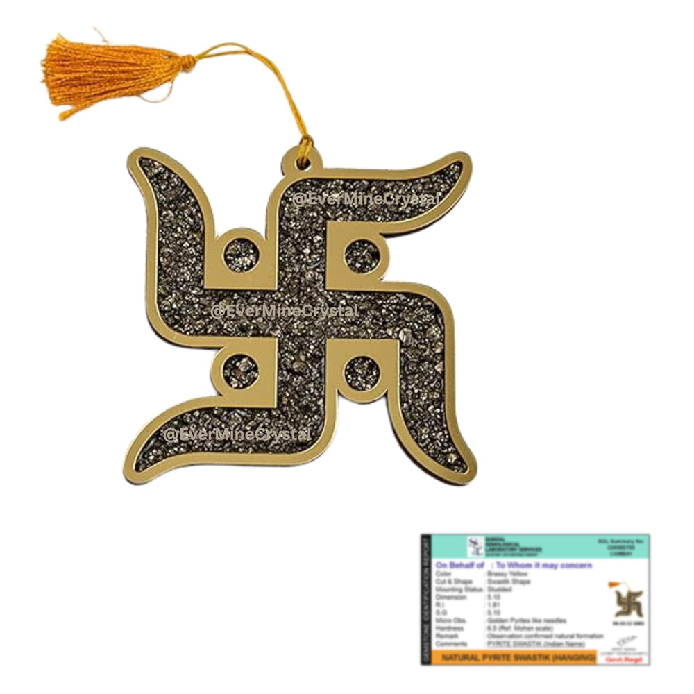 Vastu Shastra Swastik decor made of authentic pyrite stone